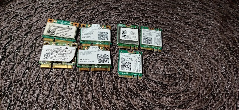 MIXED LOT OF 7 M.2 M.2 E WIFI CARDS INTEL BROADCOM QUALCOM 