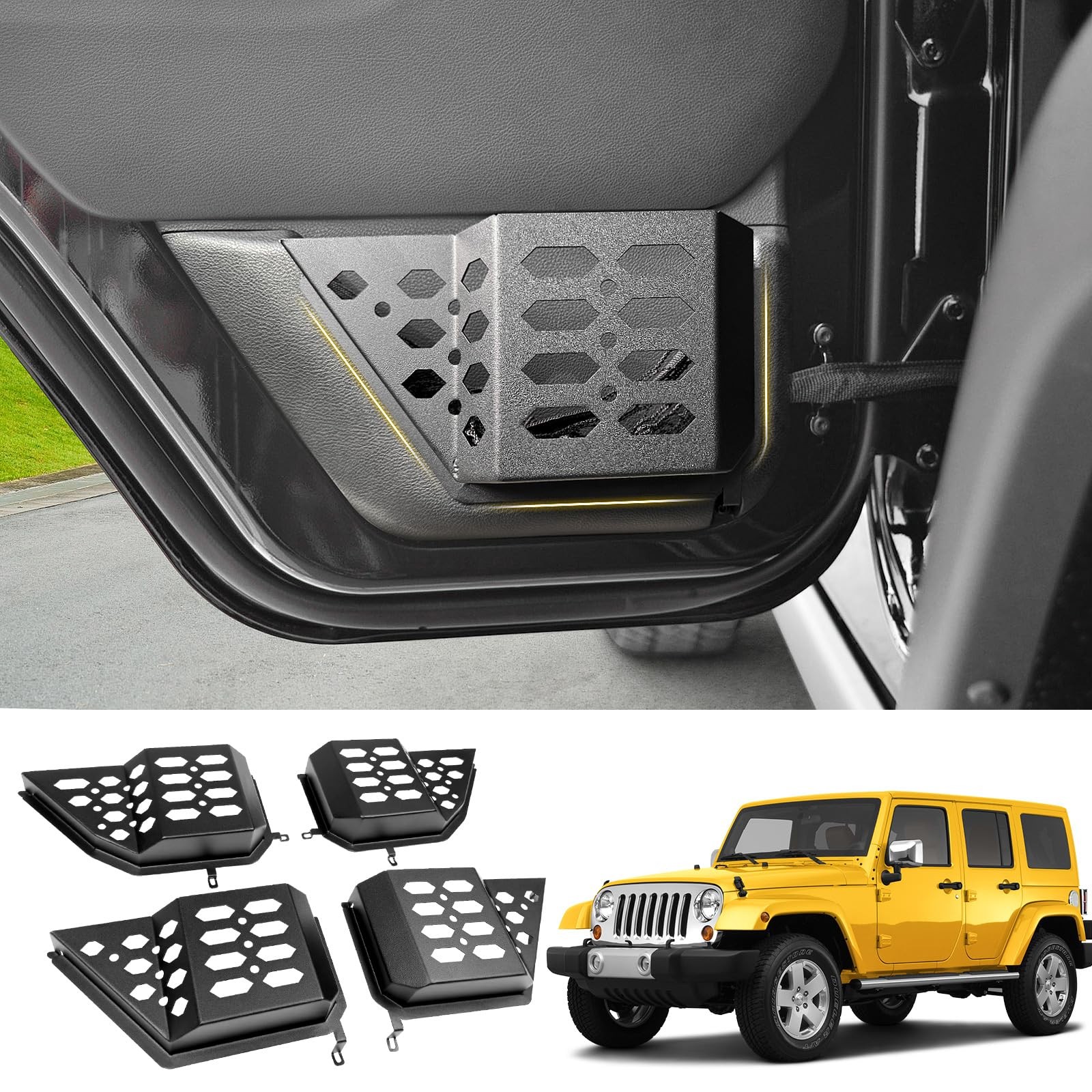 Metal Front & Rear Door Storage Box Pockets for 2007-2018 Jeep Wrangler JK JKU S