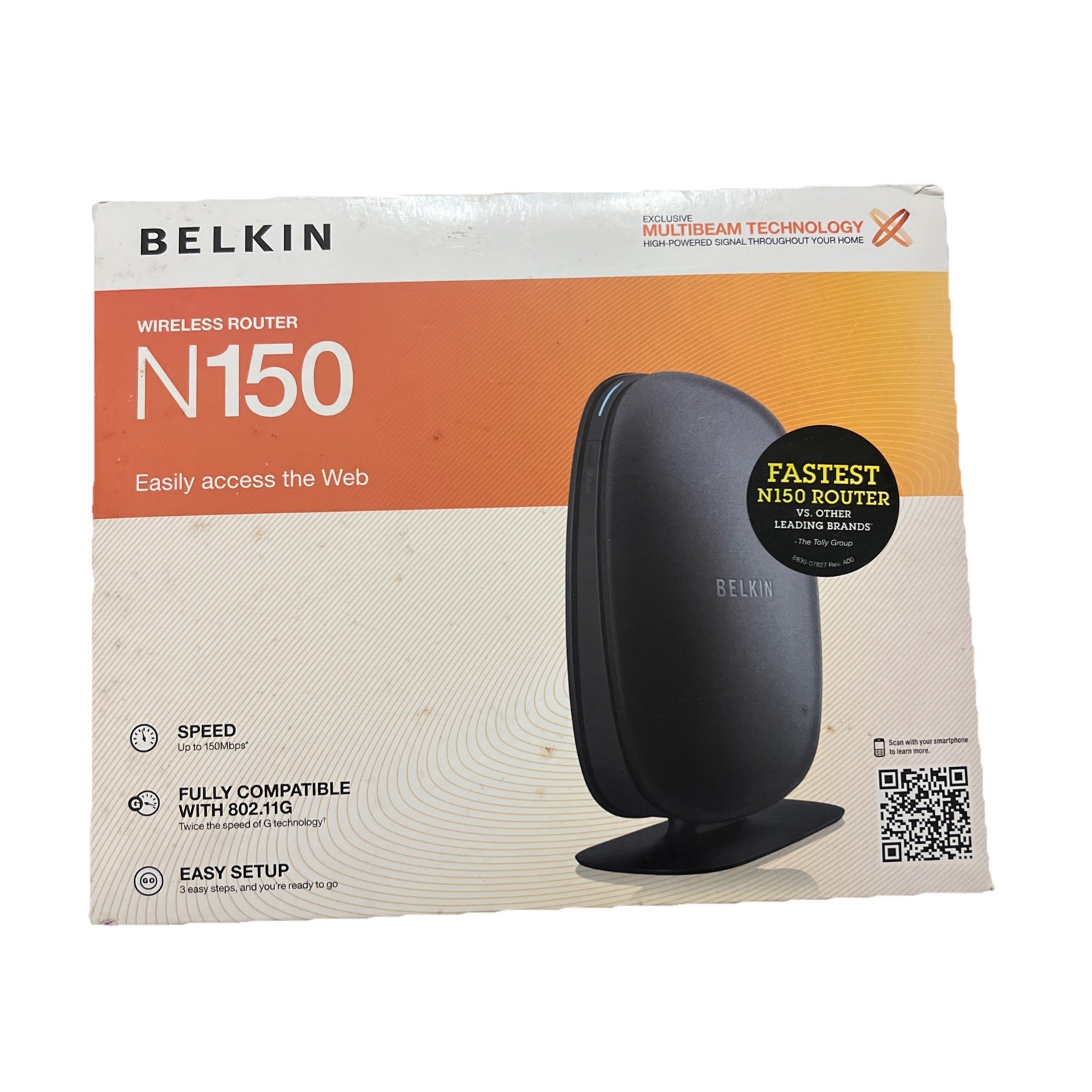 New Belkin N150 Wireless Wi-Fi Router 4 Port 2.4 GHz 802.11g 150 Mbps