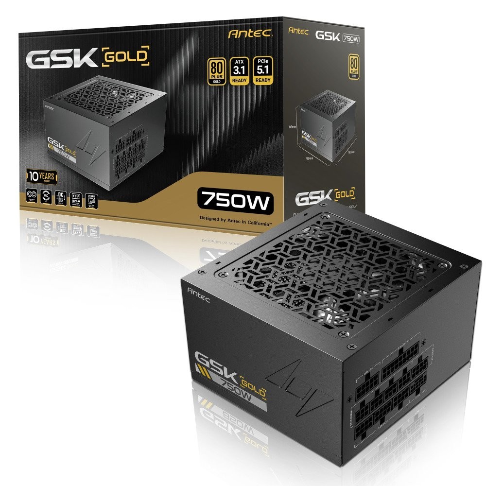 ANTEC GSK750 V2 US 750W 80+ Gold Full Modular ATX 3.1 PCIe 5.1 PC Power Supply