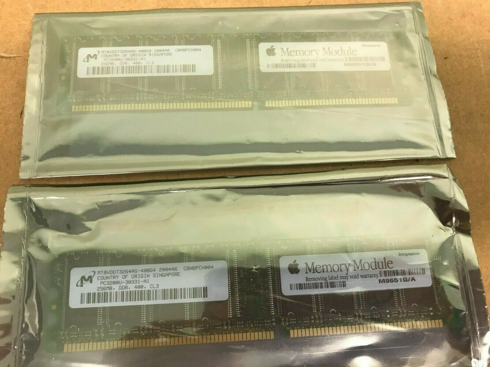 Apple Micron 512MB (2x256MB) PC-3200U DDR-400 184p Desktop Memory Kit NEW Sealed
