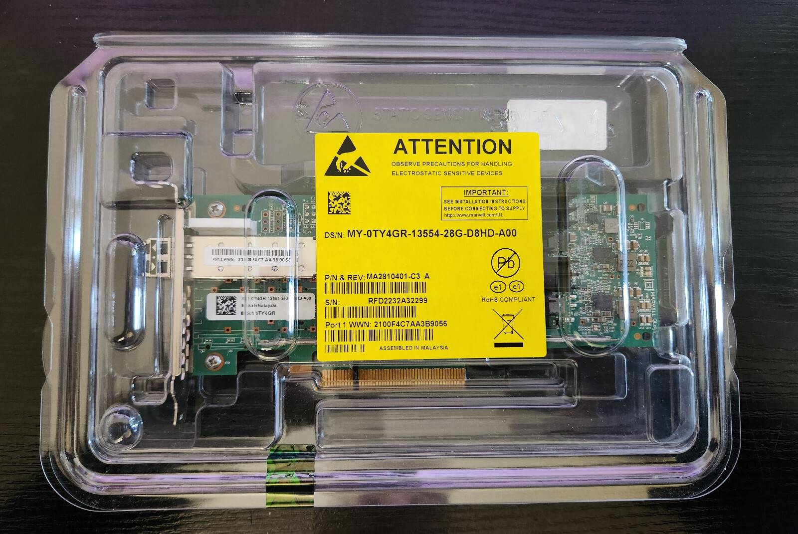 Dell QLogic QLE2770 32Gb FC SFP+ Single Port Low Profile HBA - TY4GR