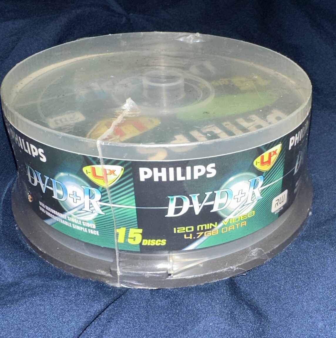 15 count PHILIPS DVD+R DVDR 1-4x 15 Discs Blank Media 4.7GB 120Min sealed