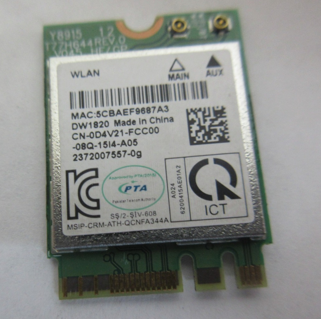 DELL DW1820 WLAN WiFi Wireless 802.11ac Network Module card QCNFA344A D4V21.