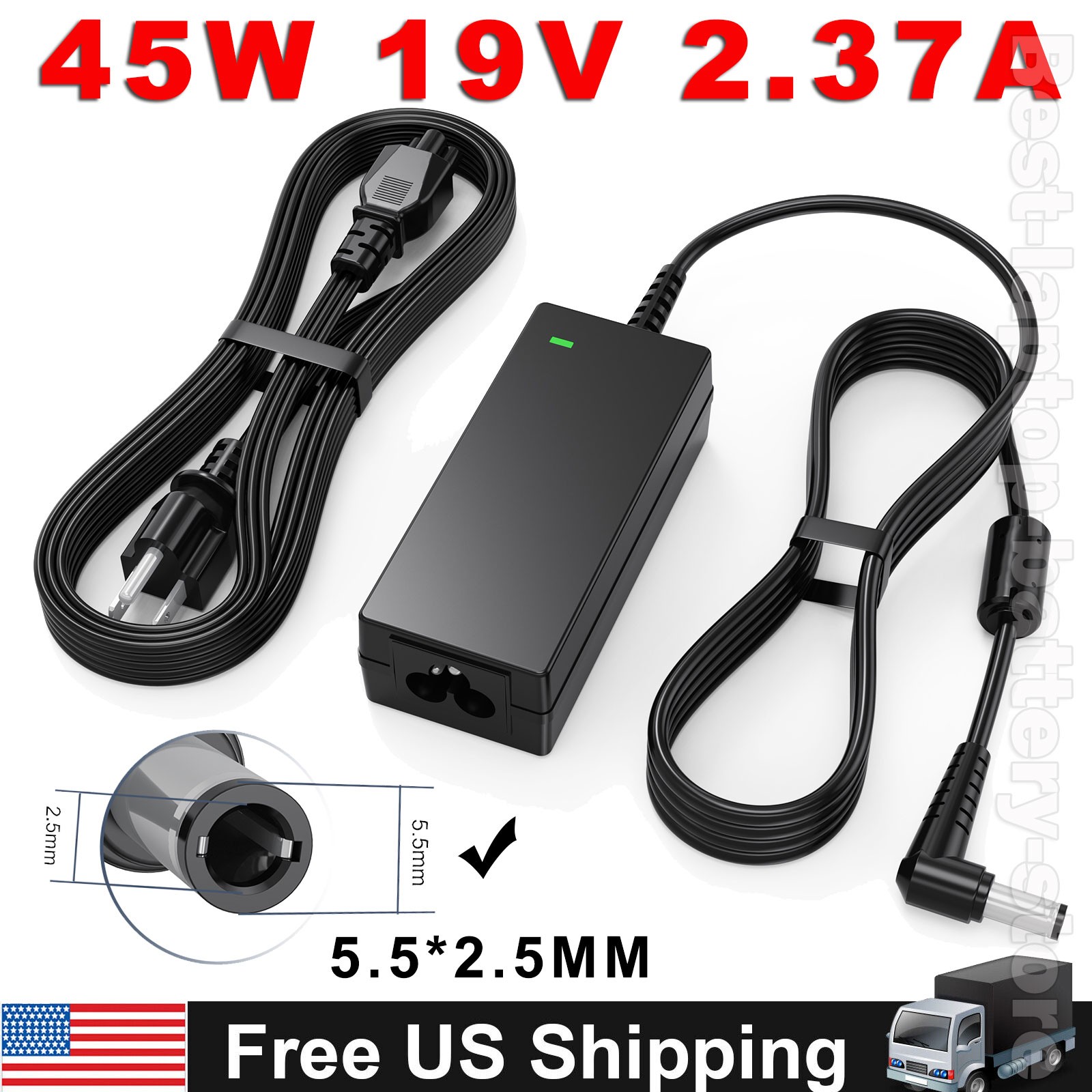 45W 19V 2.37A Laptop Charger AC Adapter Power Cord Supply For Toshiba Satellite