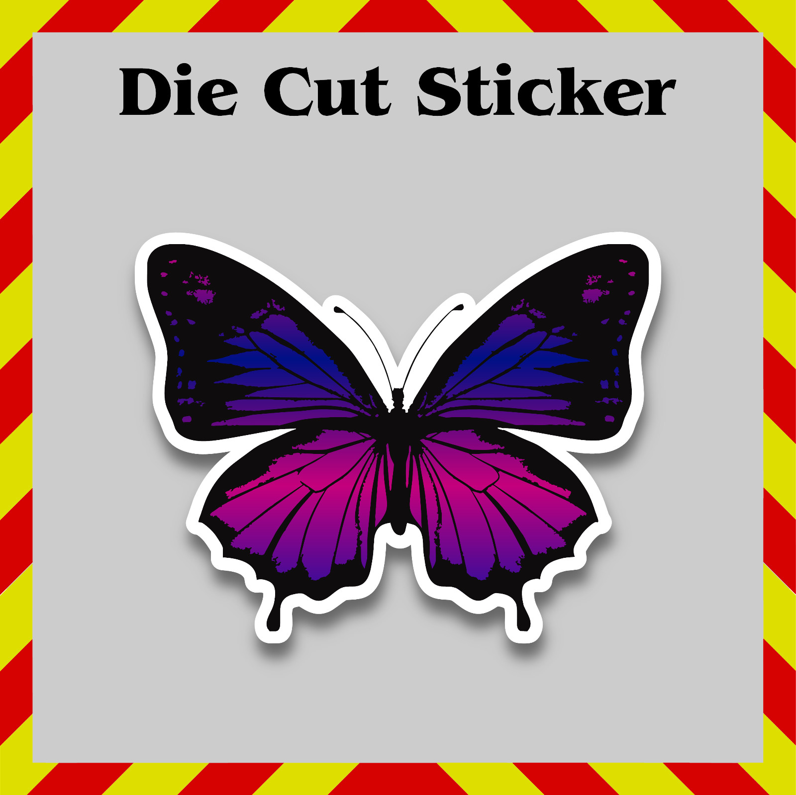 Pink & Blue Butterfly Sticker, Contour-Cut Vinyl Decal, Gloss/Holographic Option