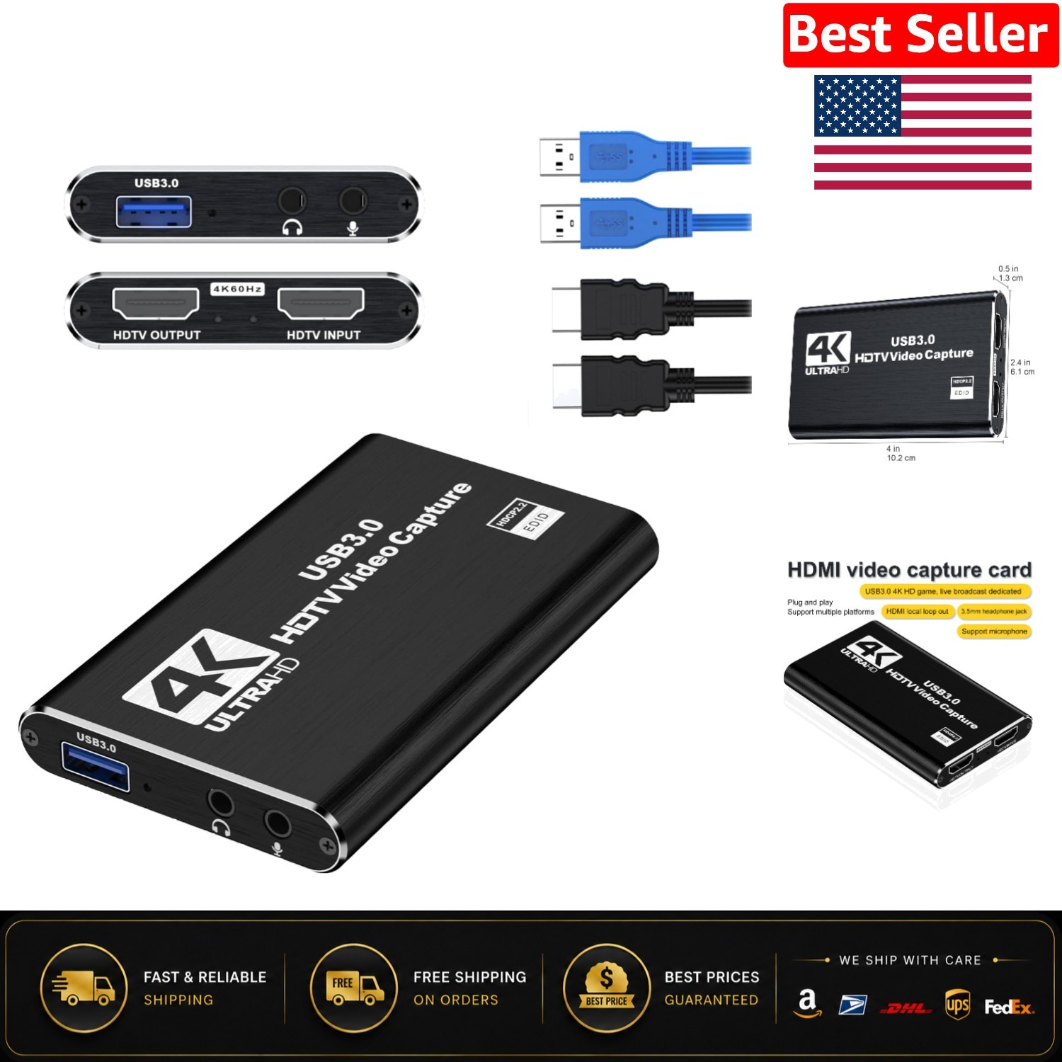 4K HDMI Video Capture Card - 1080P Full HD for Seamless Streaming & Recording