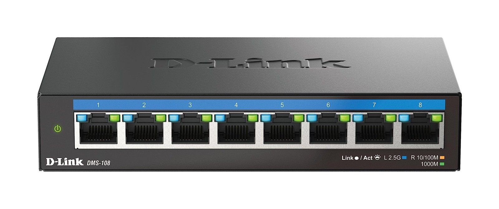 D-Link DMS-108 8-Port 2.5G Multi-Gigabit Unmanaged Desktop Switch with eight 2.5