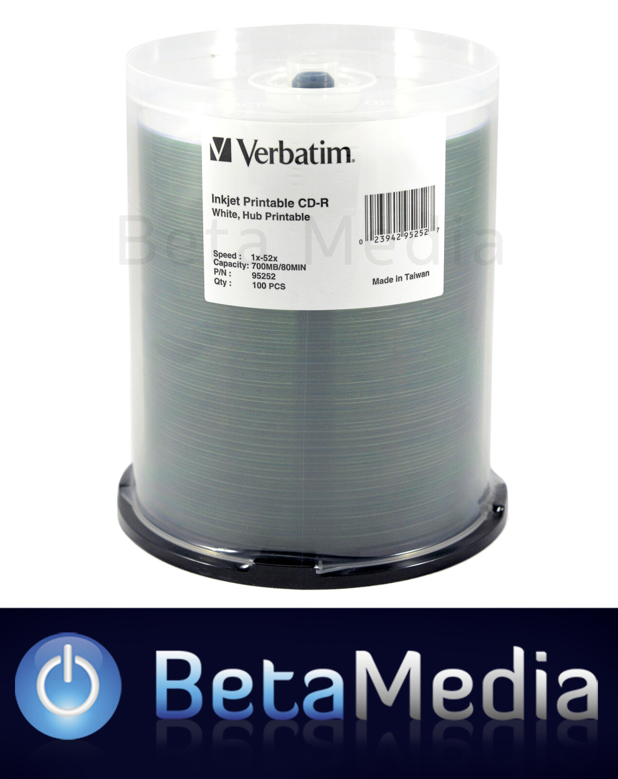 400 x Verbatim CD-R 52x blank discs - White Surface Inkjet Printable CD