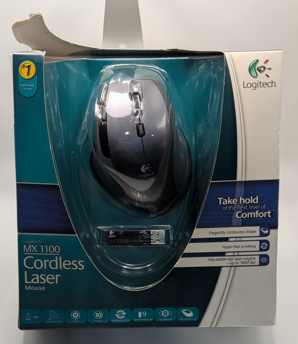 Logitech MX1100 Cordless Laser Wireless Mouse New Sealed PC Gaming 2009 Sealed