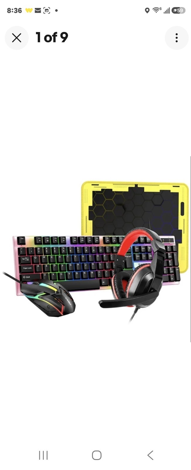 T-WOLF TF-240 RGB LED Light 4 IN 1 Gaming Combo Mouse & Pad Keyboard Headset #5