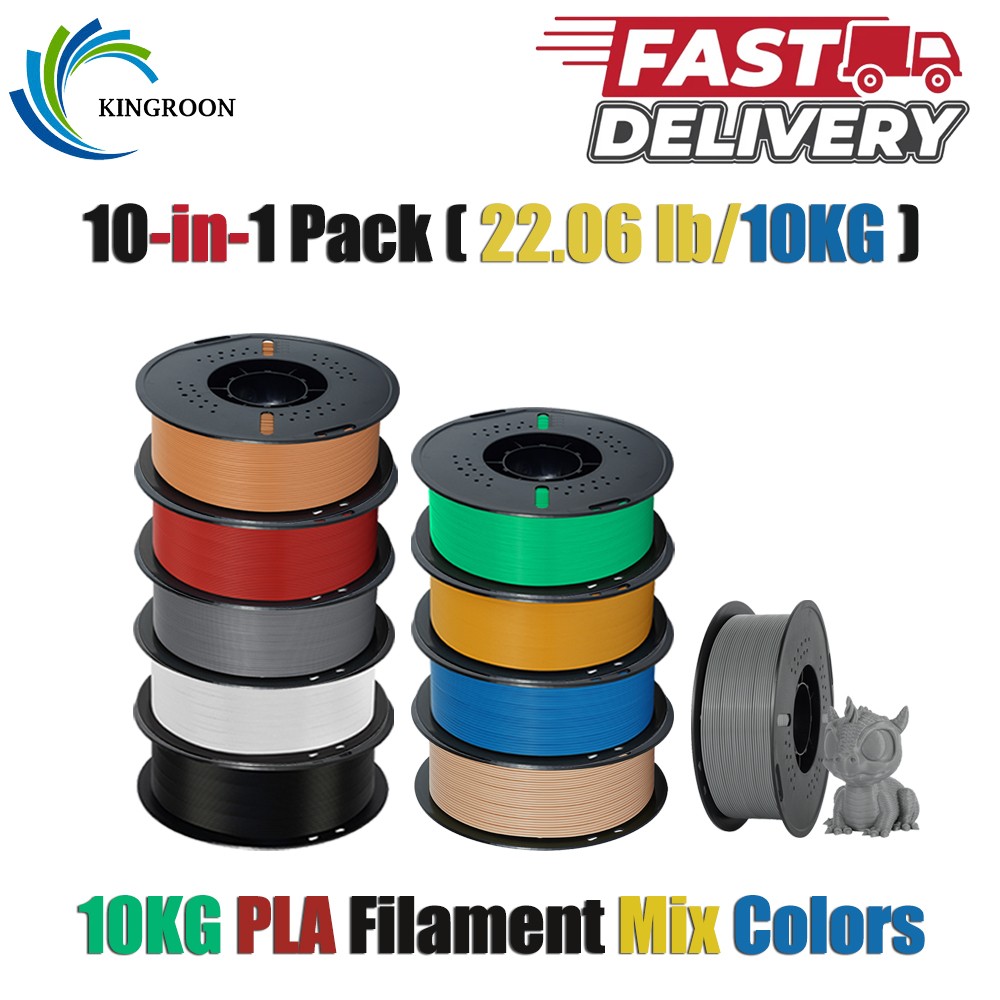 10KG 3D Printer Filament PLA Bundle 1.75mm 10 Packs 1KG/Roll Multipack Ten Color