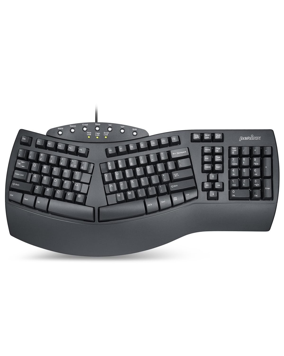 Perixx Periboard-512 Ergonomic Split Keyboard Natural Design Black [Brand New]