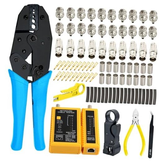 Coaxial Cable Tool Kit - BNC Crimp tool for RG58, RG59, RG62, RG174, 20PCS BNC 
