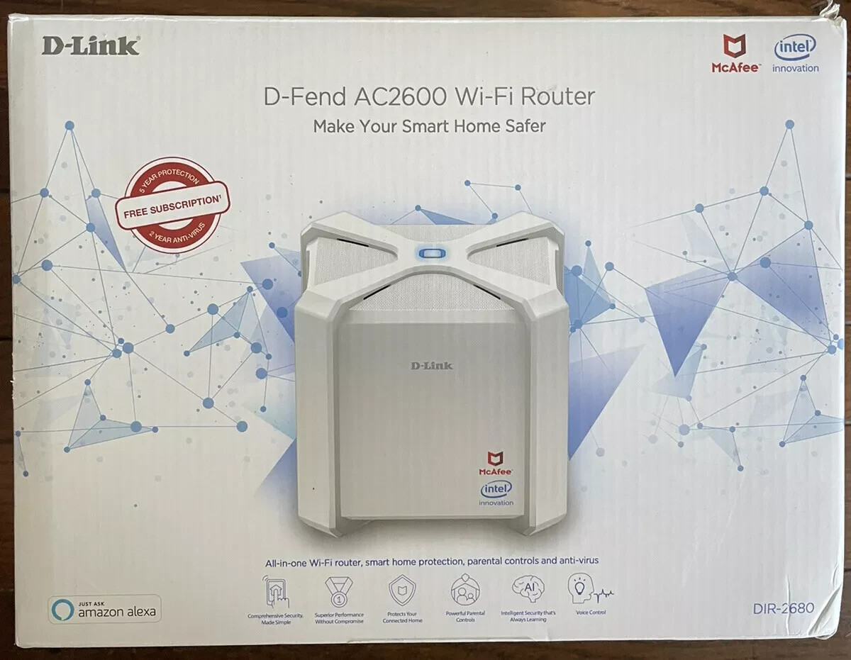 D-Link D-Fend 802.11ac Ethernet Wireless Router DIR-2680-US-W Dual Band
