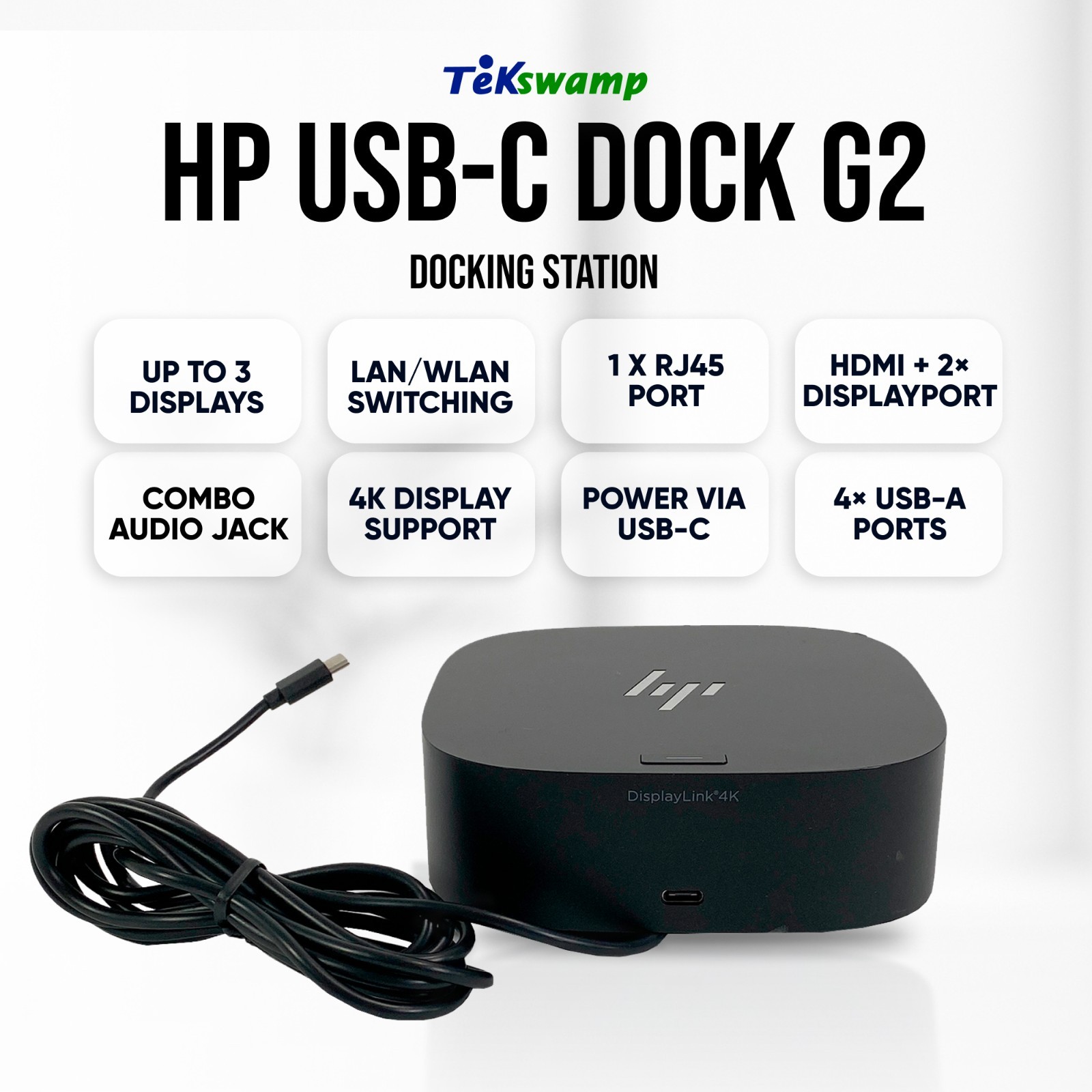 HP USB-C Universal Dock G2 DisplayLink 4K Docking Station 5YH40AV#ABA NO ADAPTER