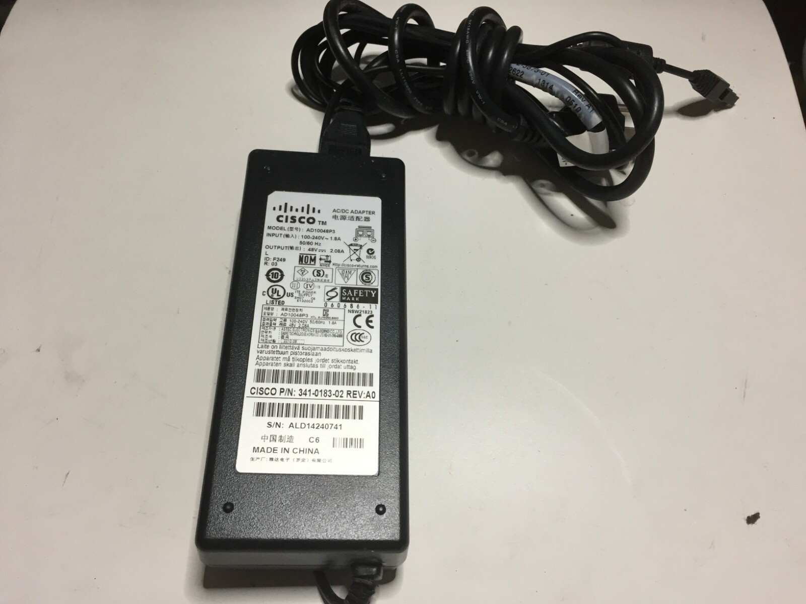 Genuine Cisco AC/DC Power Adapter AD10048P3 48v 2.08A 341-0183-03 