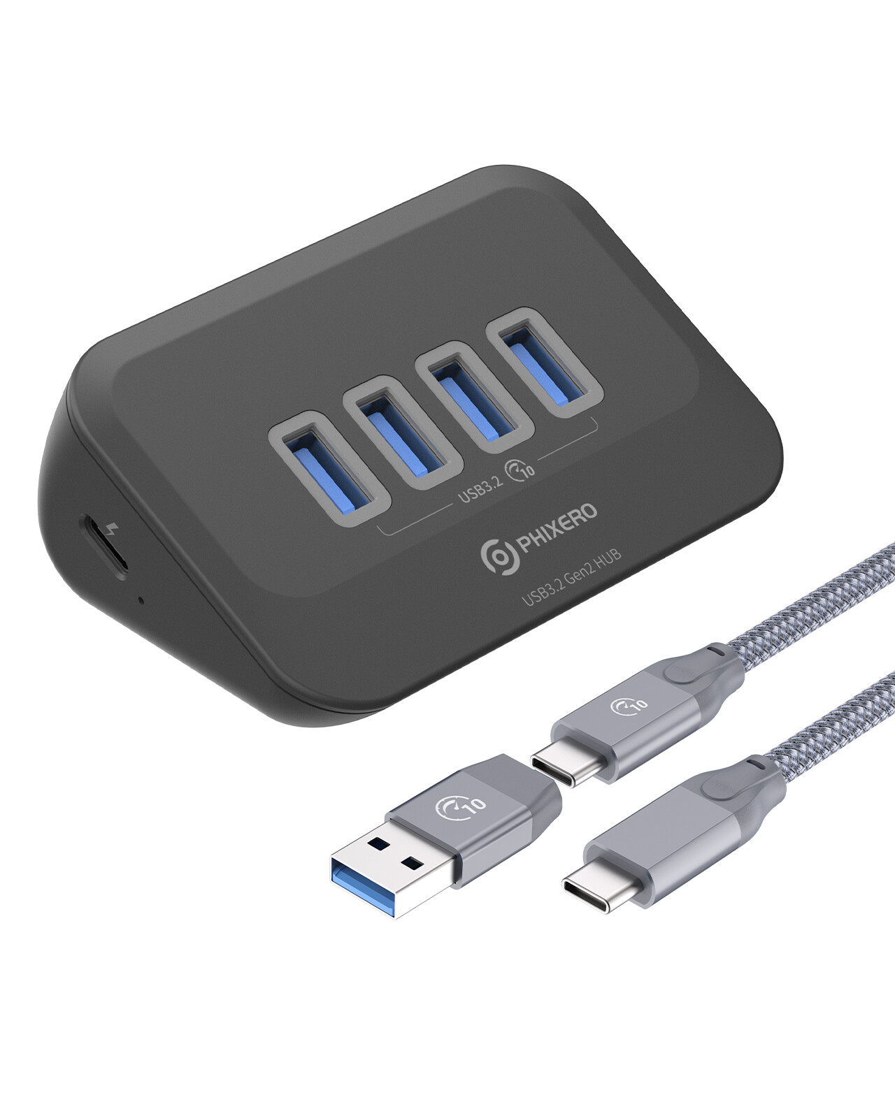 4/7 IN 1USB 3.2 Hub USB C Docking Station Type C Splitter Adapter 5 Gbps Black