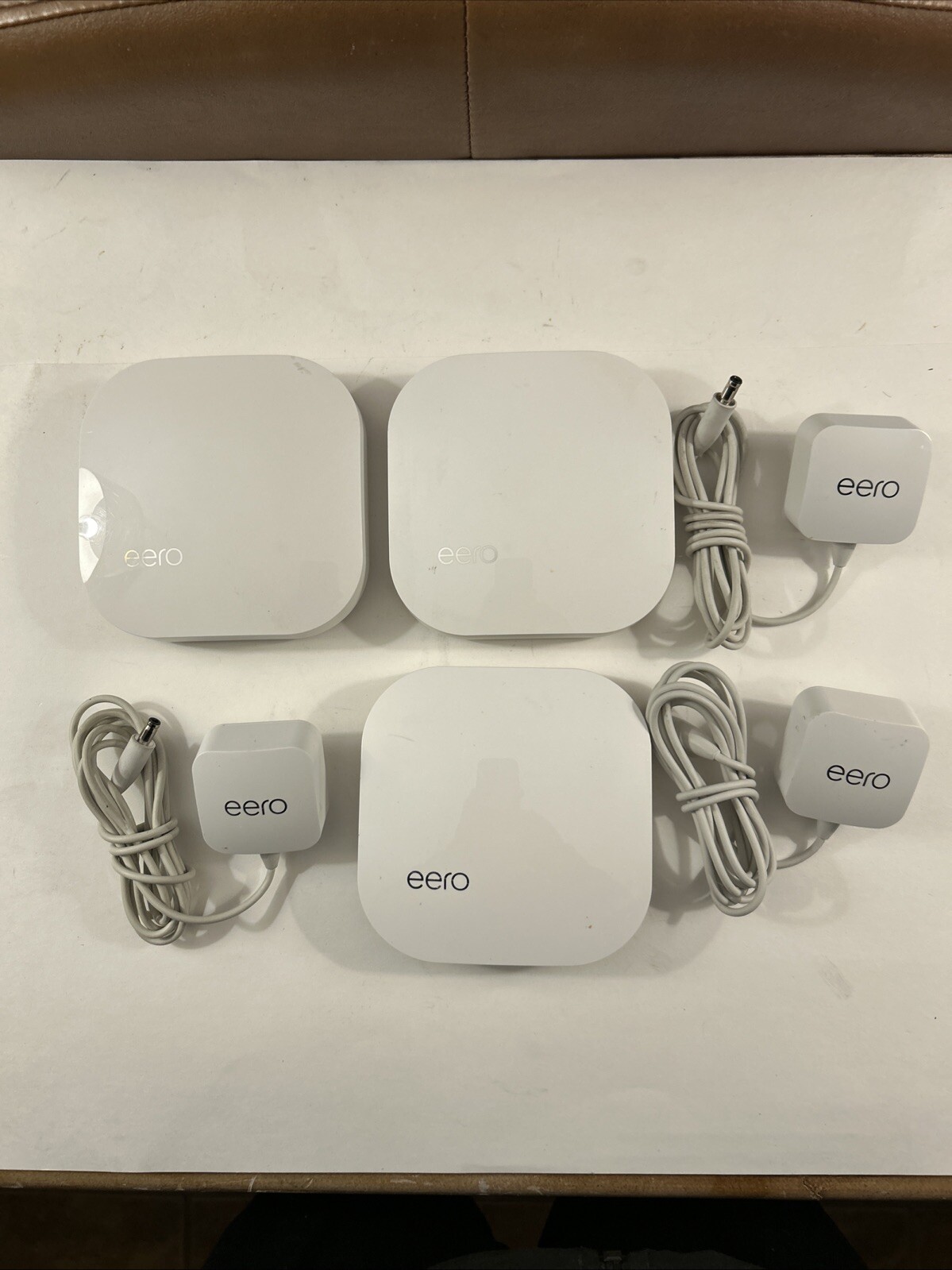 Lot of 3 EERO Pro 1st Generation Mesh Wi-fi Router A010001 w/ OEM Adapter