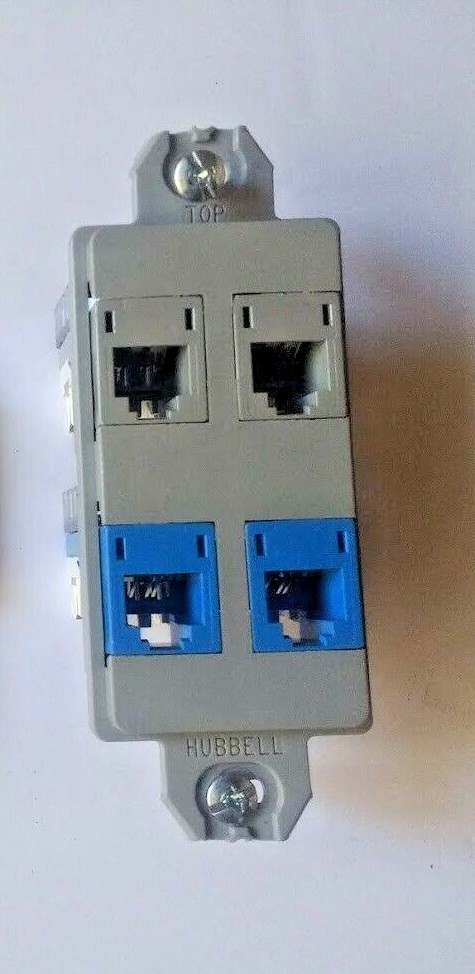 Hubbell 4 Port Decorator Keystone Frame and Jacks (NS614GY?)