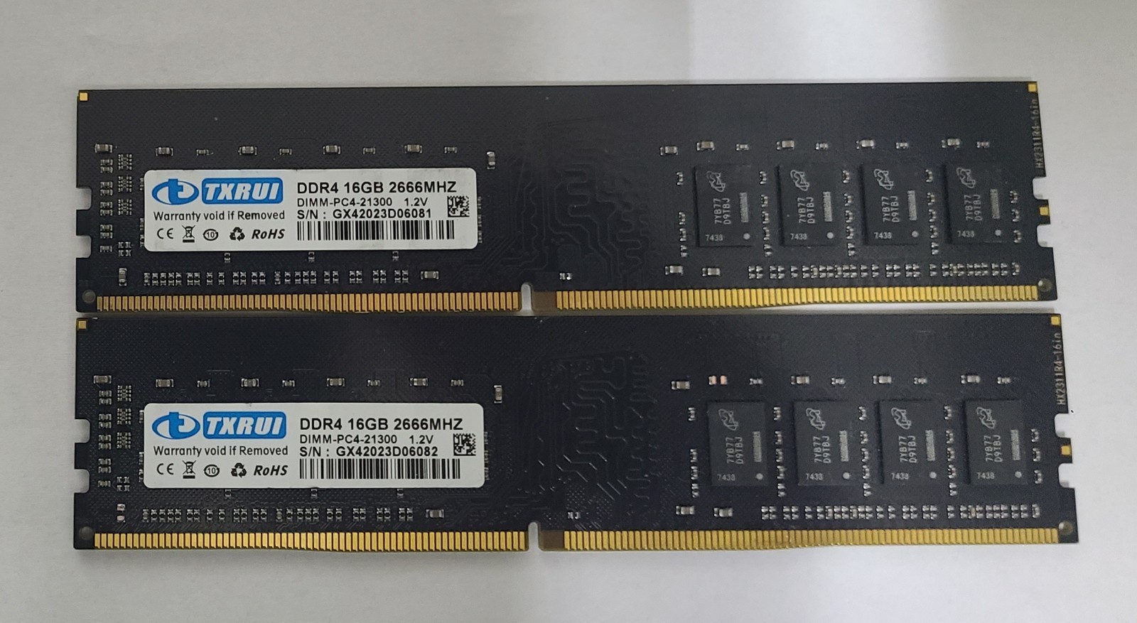 2 x TXRUI Memory Module 16GB (1x16GB) RAM DDR4 2666MHz DIMM-PC4-21300 1.2V