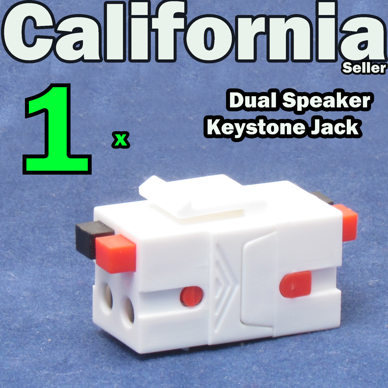 Speaker Keystone Connector Jack Insert Coupler Dual Spring Clips White 14-30AWG
