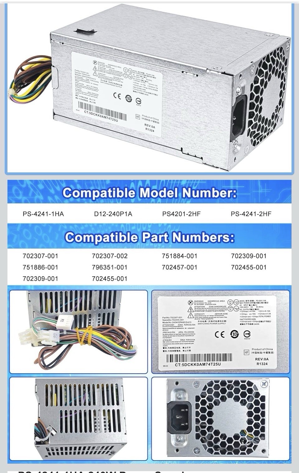 HP PS-4241-1HA 240W Switching Power Supply 702307-001 702455-001 NEW