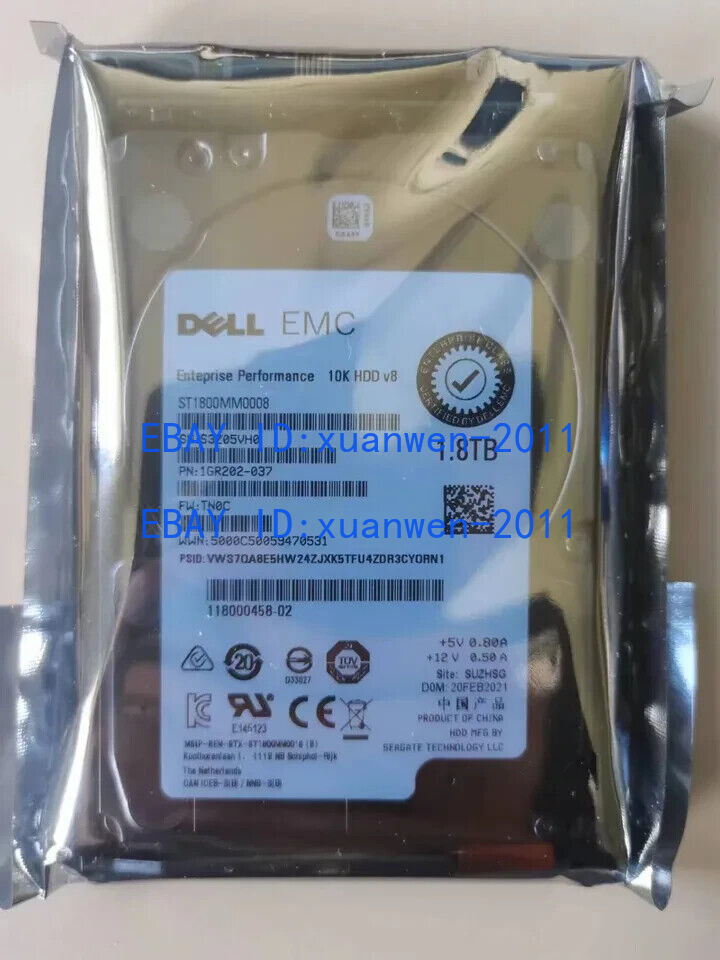 EMC 005053142 005053143 1.8TB SAS 2.5in Unity 300 400 500 Hard Drive