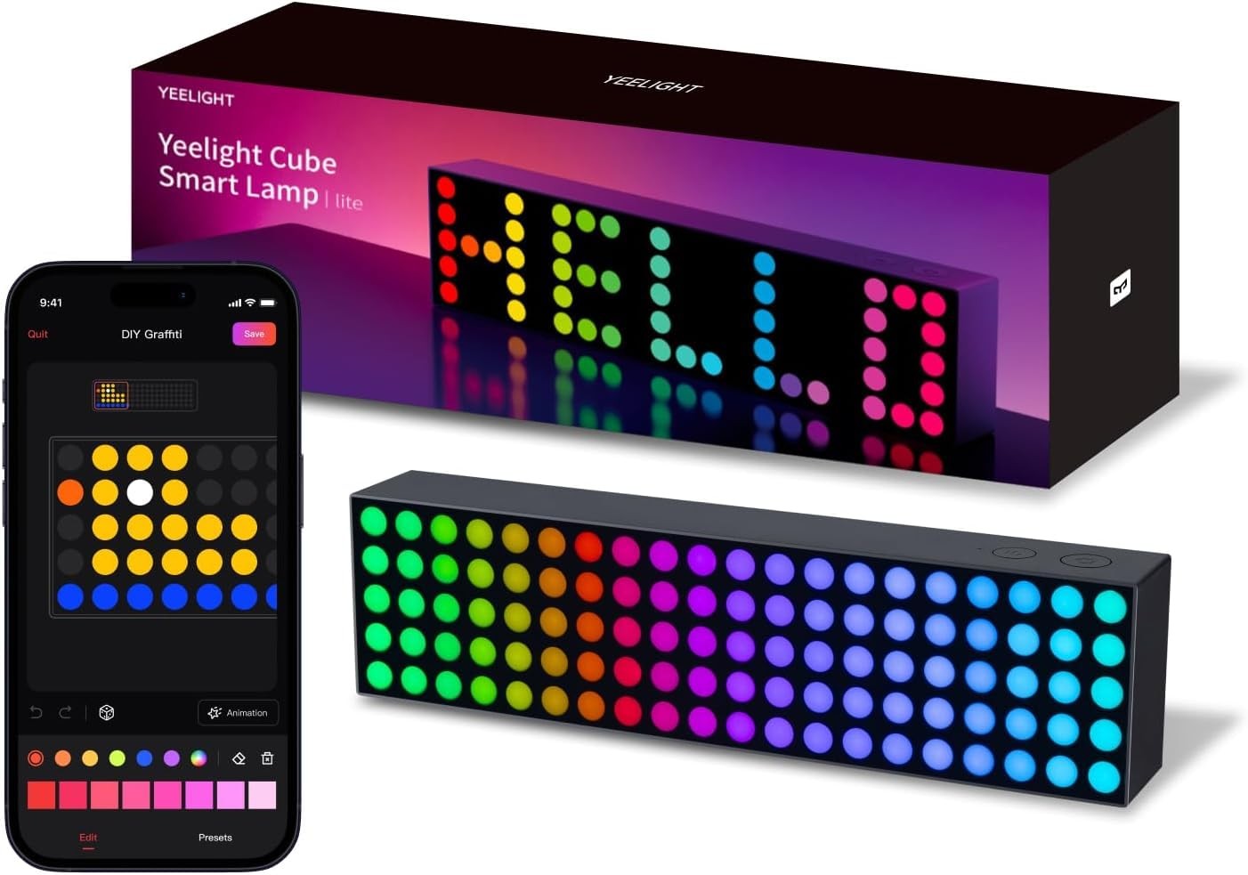 Smart LED Pixel Display Clock Custom Text Emoji Music Sync Desk Decor RGB