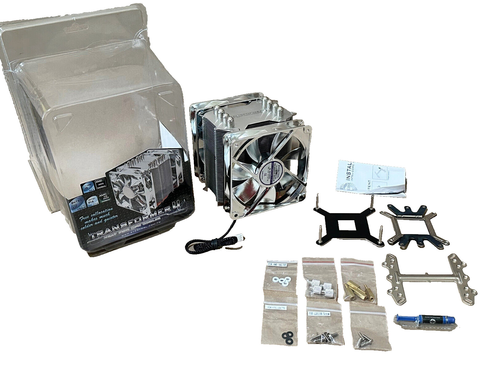 Evercool Transformer 4 Copper Heatpipe Dual-Fan CPU Cooler for LGA 775 1156 1366