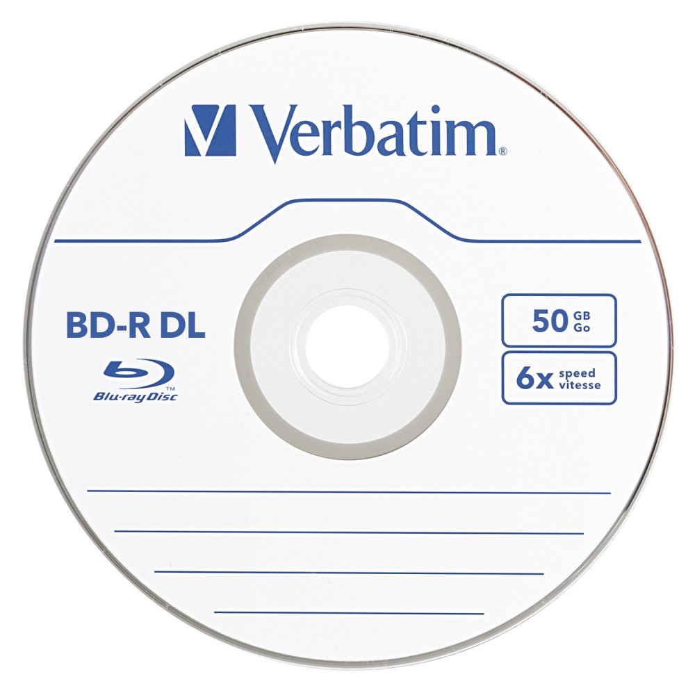 20 pack VERBATIM 6X Blu-Ray BD-R DL Dual Layer 50GB Branded Logo in Paper Sleeve