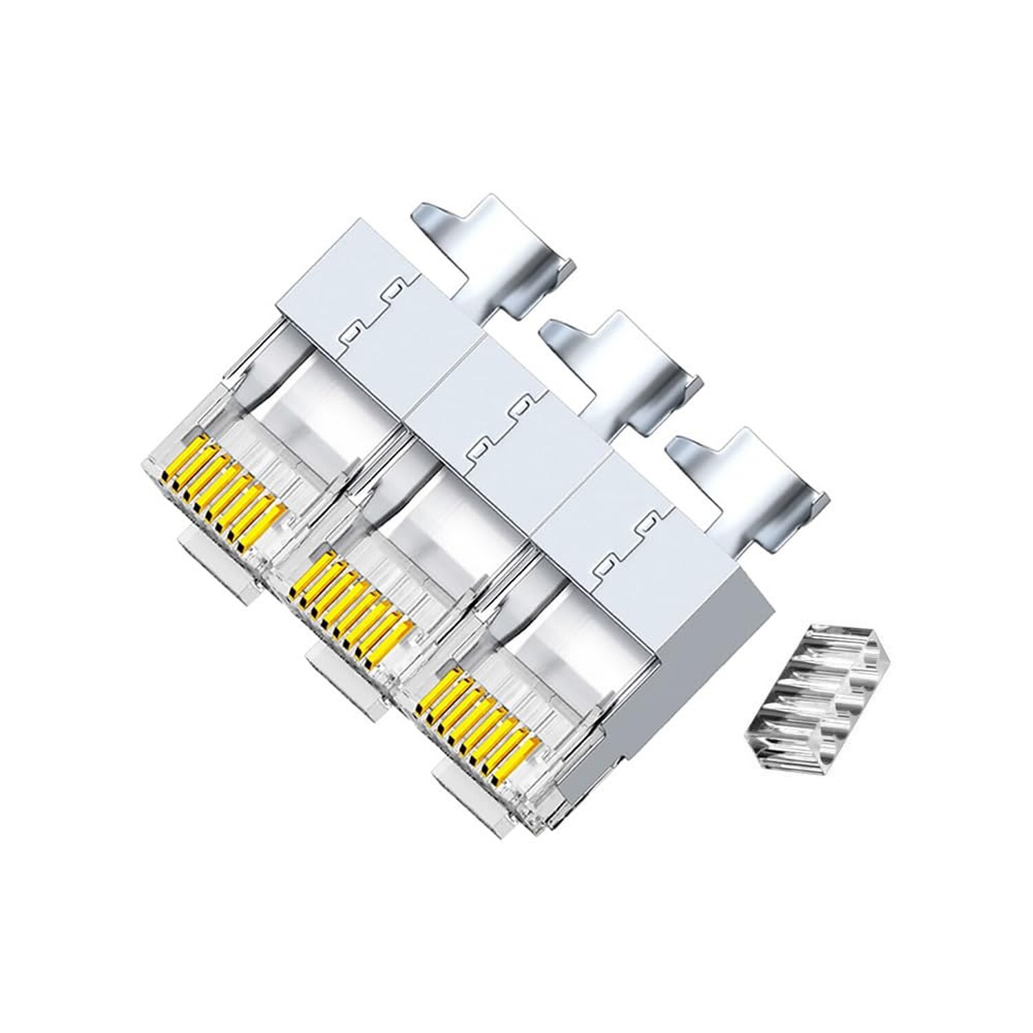50 Pcs Cat7 Cat7A RJ45 Connectors, Cat7 Cat7A RJ45 Plugs, Sheilded RJ45 8P8C ...