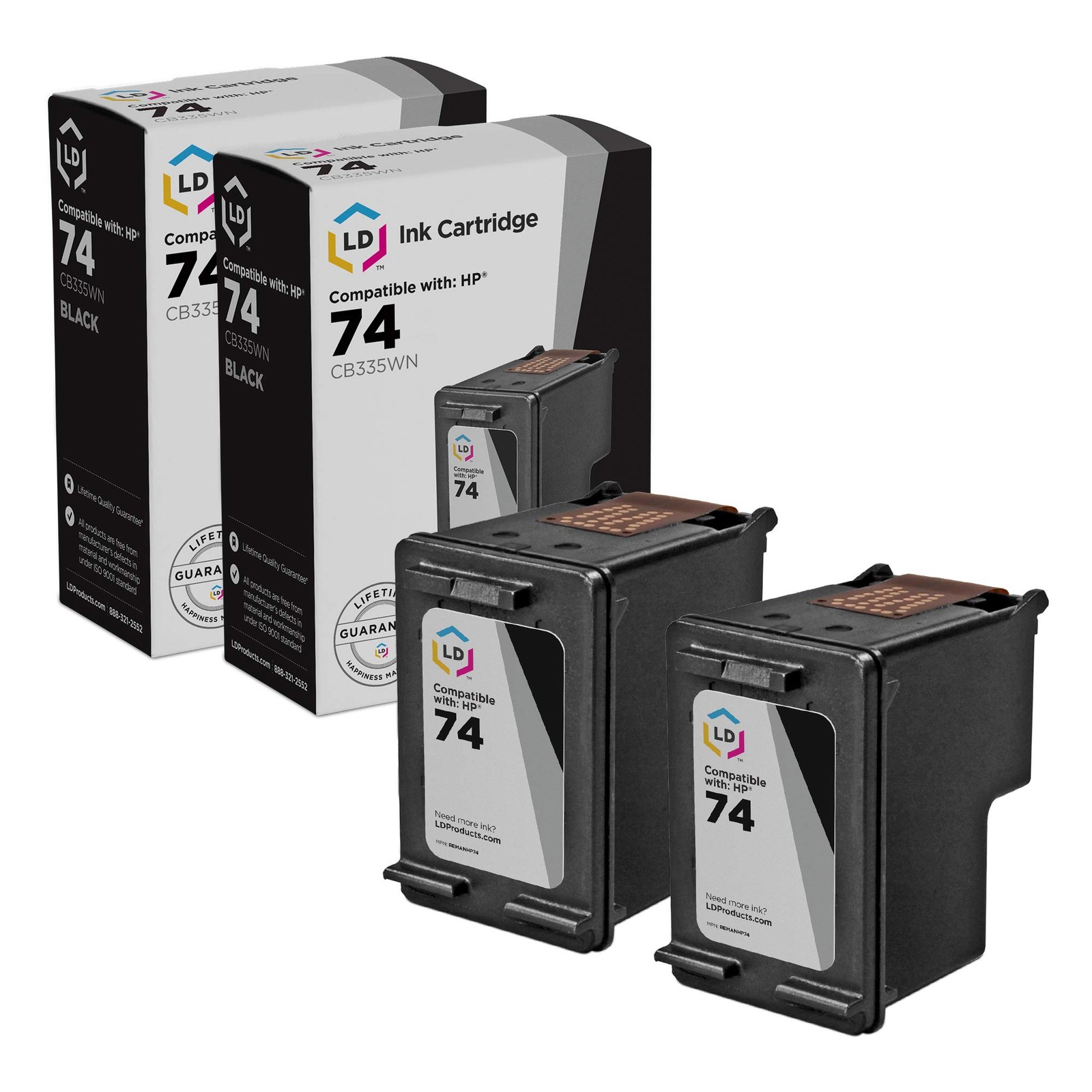 LD Replacement Replacement Ink Cartridges for HP CB335WN (HP 74) Black (2 pack)