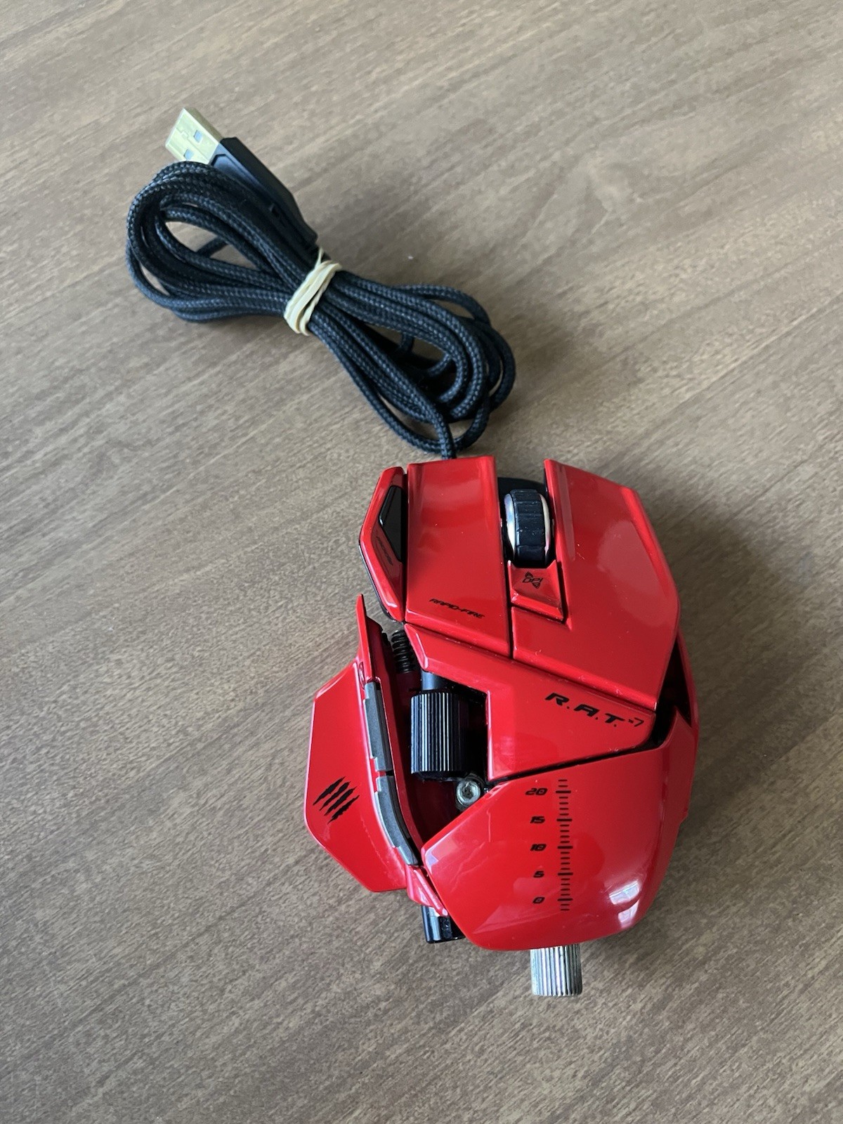 CYBORG Mad Catz R.A.T. 7 RAT7 Gloss Red Wired Gaming Mouse Used