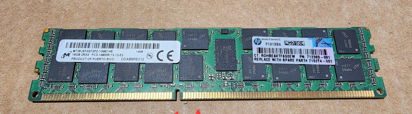 128GB kit (8x 16GB) 2Rx4 PC3-14900R HPE Micron 712383-081 715274-001