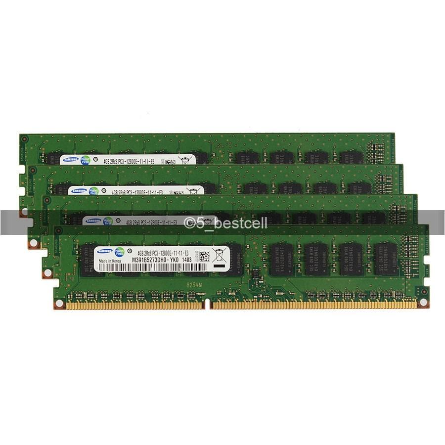 Samsung 16GB 4X 4GB DDR3 2RX8 1600MHz PC3-12800E 240pin ECC Unbuffered UDIMM Ram