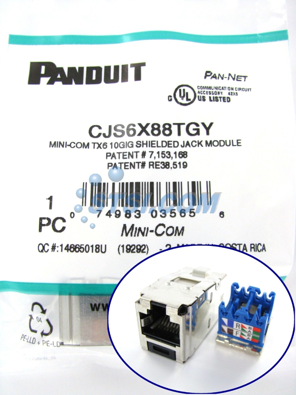 Panduit CJS6X88TGY 10Gig Cat6a Shielded Mini-Com Jack ~STSI