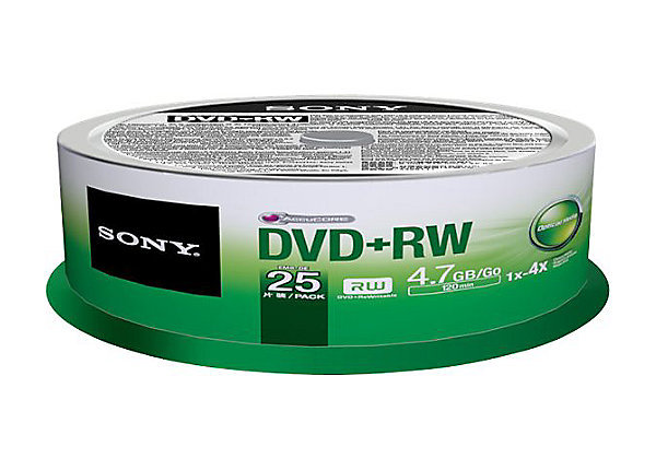 50 SONY Blank DVD+RW 4x Logo Branded 4.7GB 2x25pk Rewritable DVD Disc 25DPW47SP