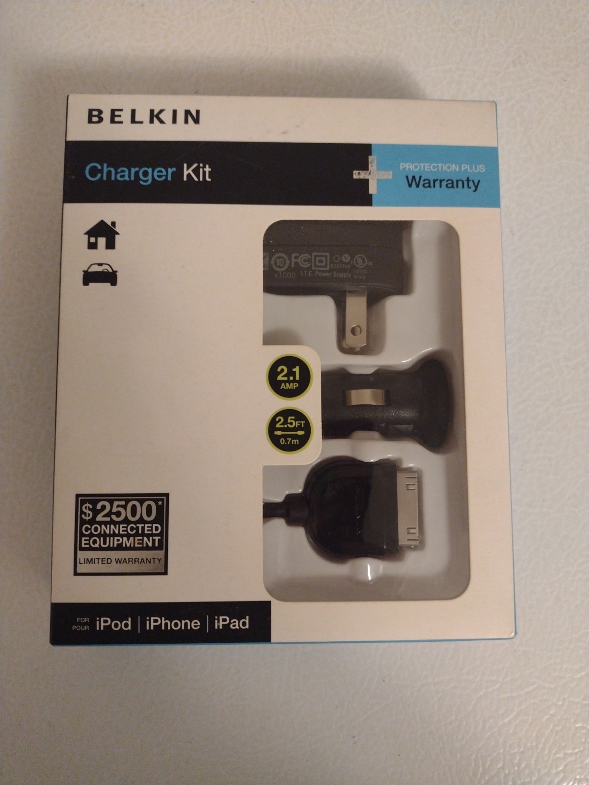 BELKIN 2.1 AMP 2.5ft Charger Kit for iPod - iPhone - iPad 