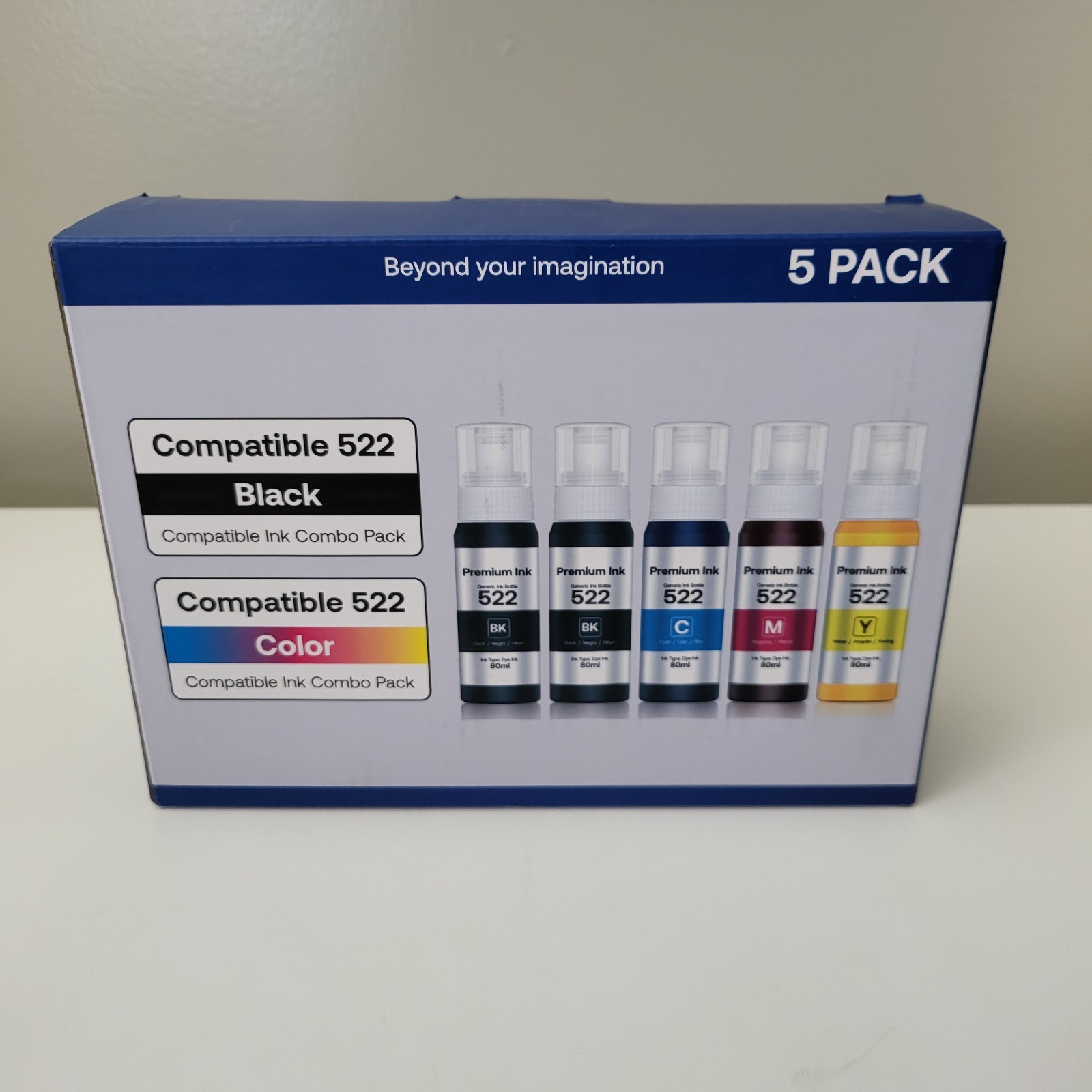 522 High Capacity (5 Bottles) Refill Ink Bottle Replacement for Epson Compatible