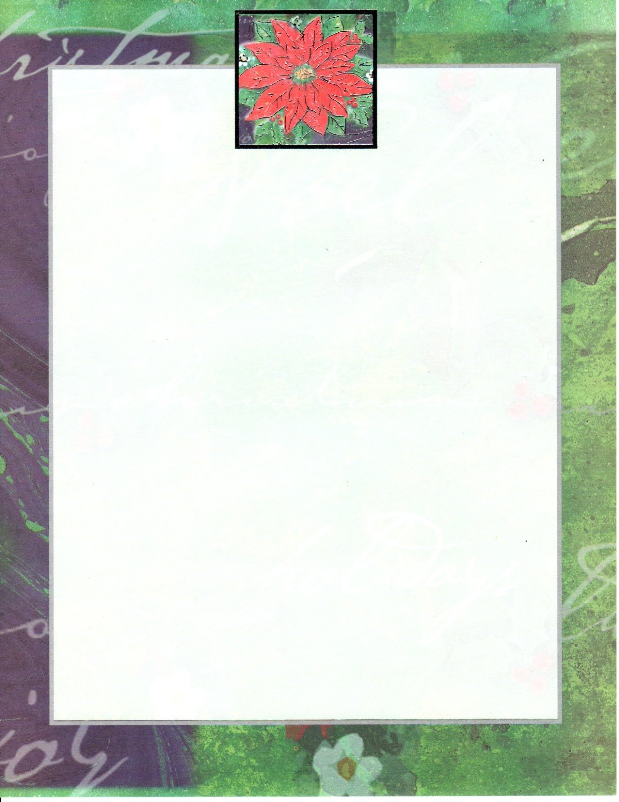 Red Poinsettia Christmas Holiday Designer Computer Letter Paper - 25 Sheets 