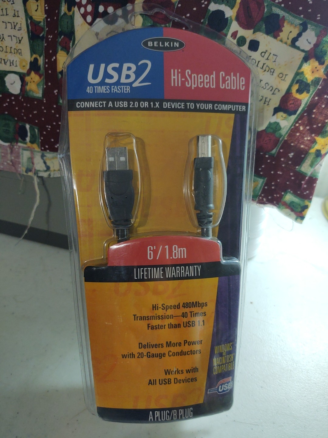New Belkin Hi- Speed  USB 2.0 All  Device Cable,  6', 1.8 Black