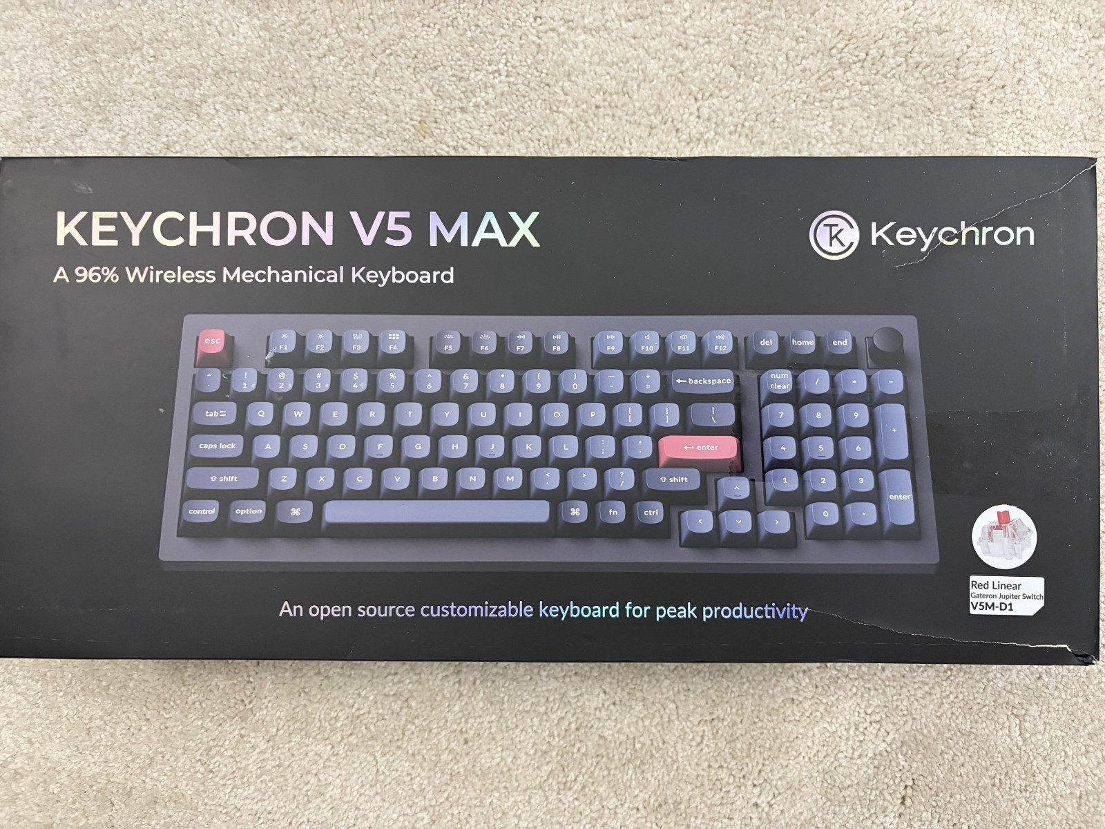 Keychron - V5 Max 96% Custom Wireless RGB Mechanical Keyboard with Programmable