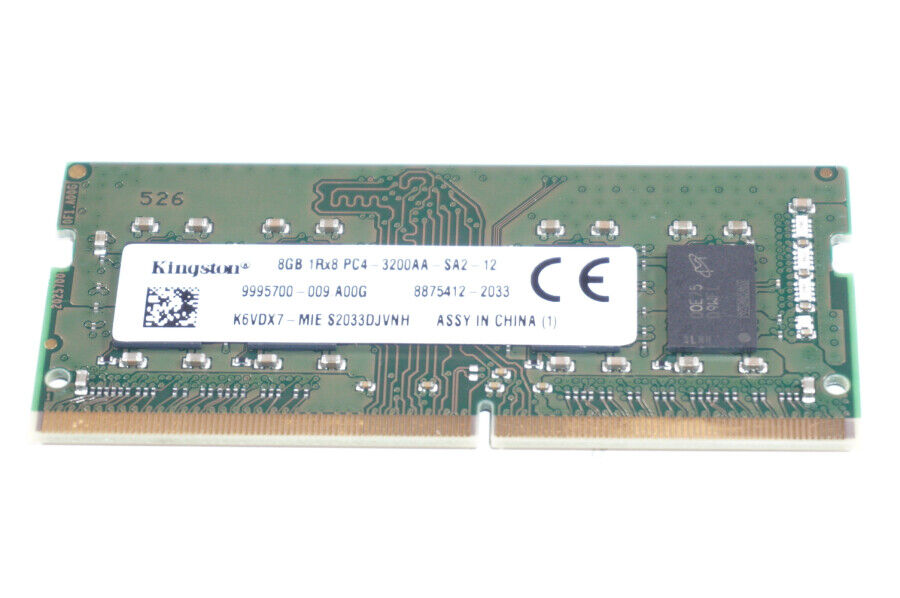 K6VDX7-MIE Kingston 8GB 1RX8 PC4-3200AA 3200Mhz SO-DIMM Memory