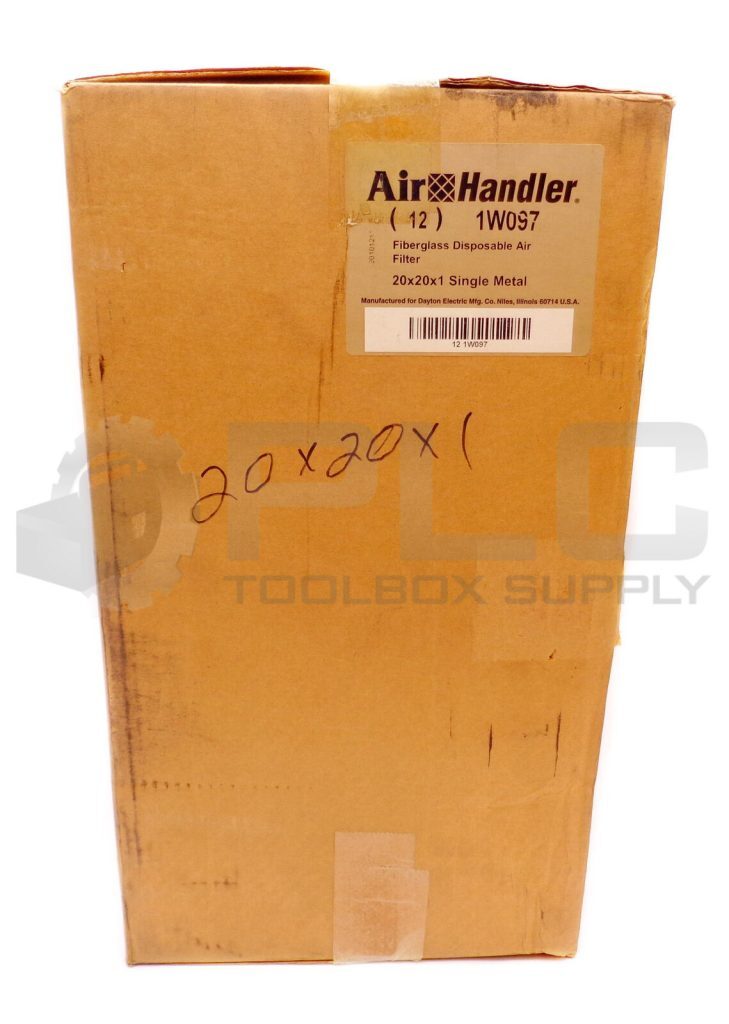 BOX OF 12 NEW AIR HANDLER 1W097 FIBERGLASS DISPOSABLE AIR FILTER 20X20X1