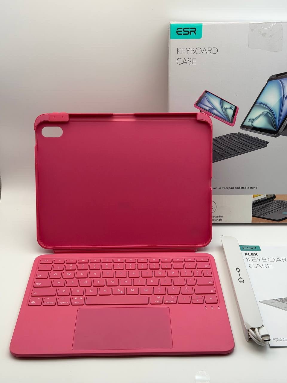ESR Keyboard Case for iPad A16/11th/10th Gen, Flex Series, Large Trackpad, Pink