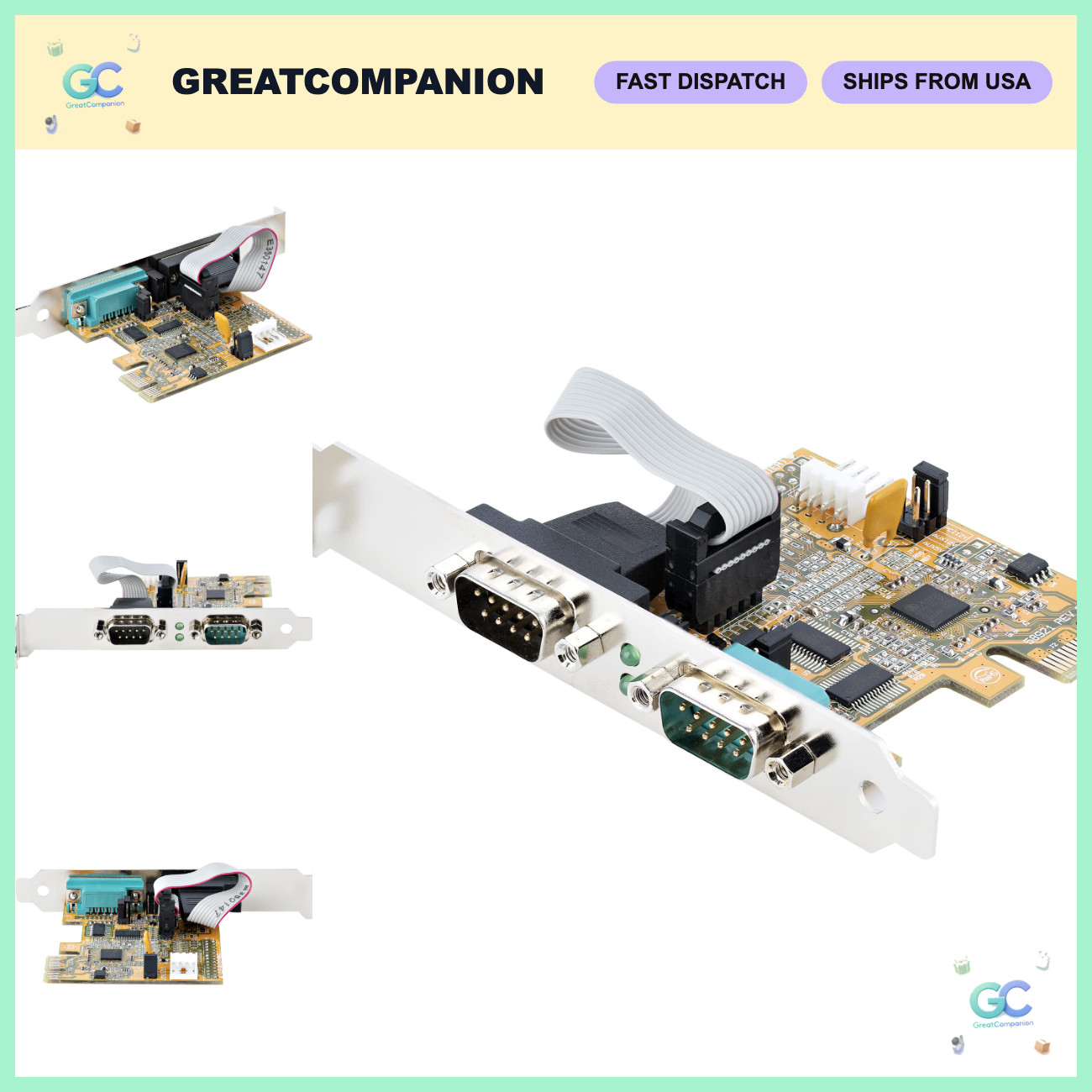 2-Port PCI Express Serial Interface Card for PC, RS232 Expansion Card, High-Spee