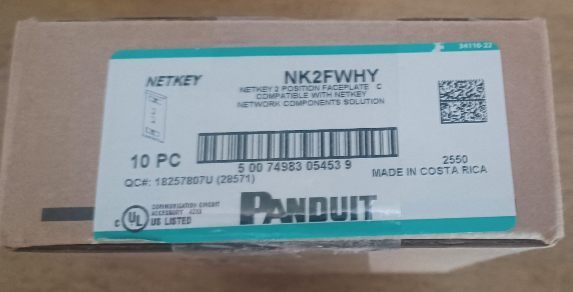 Panduit NetKey NK2FWHY 2-Port Keystone Faceplate, Labeled Series, White 10pk