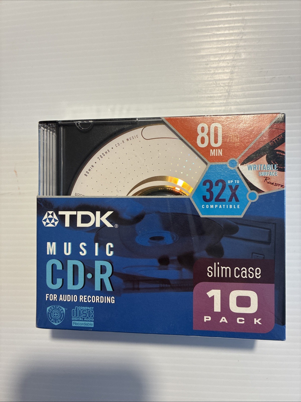 TDK 10 Pack CD-R Music Slim Case 80 Minutes 700 MB X32 Compact Disc New Sealed