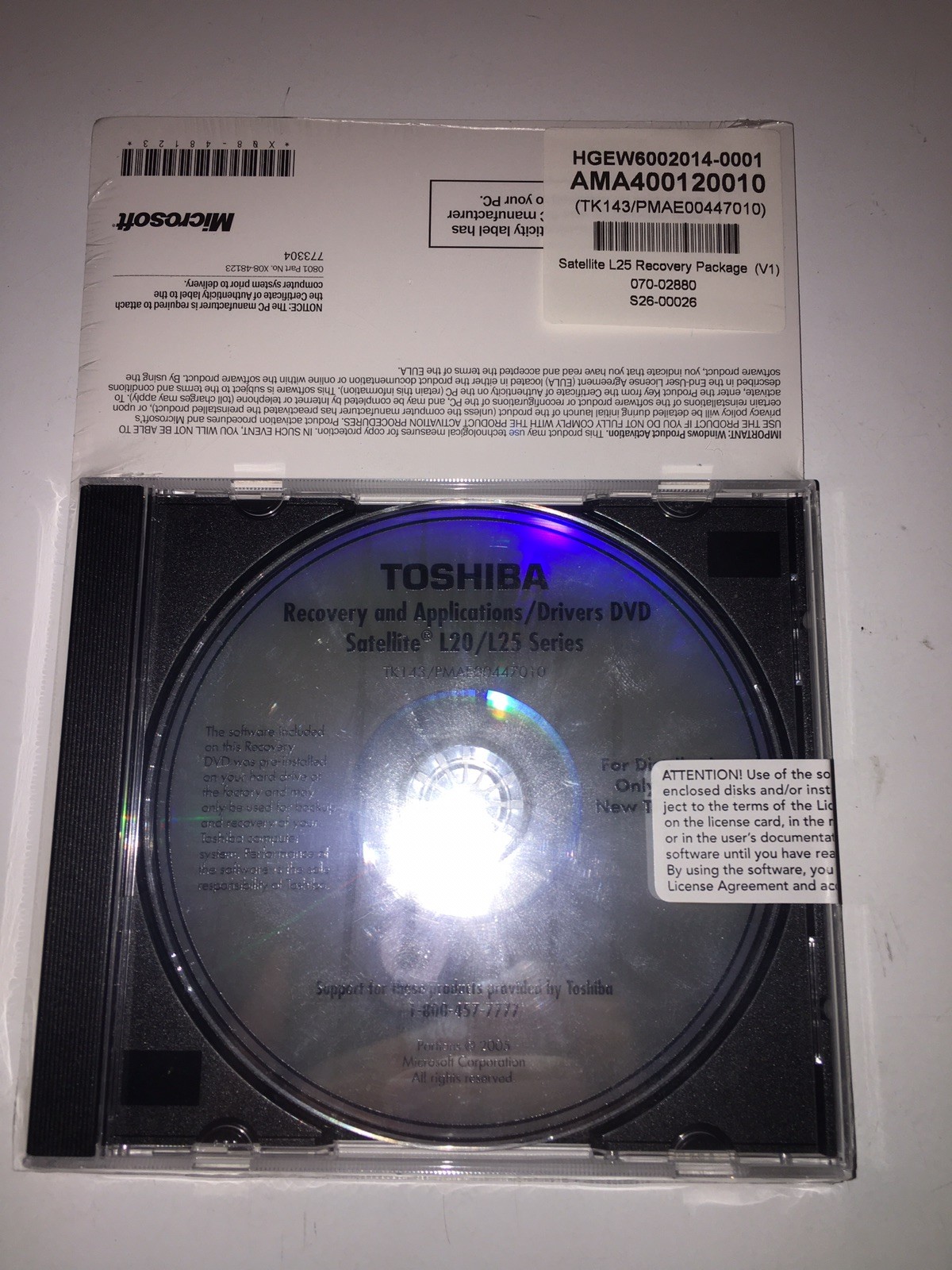 New Toshiba Recovery, Applications Drivers Windows XP Satellite L20/25 DVD